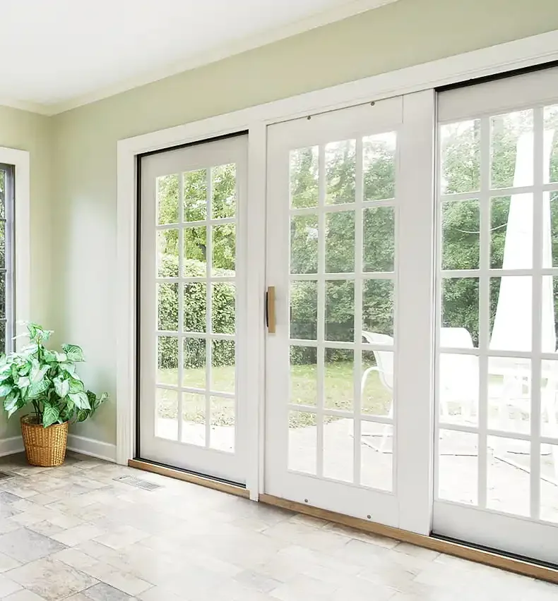 Interior Design Organic Modern - -باب منزلق زجاجي بإطار PVC أبيض